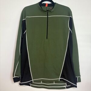 RLX Polo Sport Cycling‎ Long Sleeve 1/4 Zip Athletic Top Olive Green L